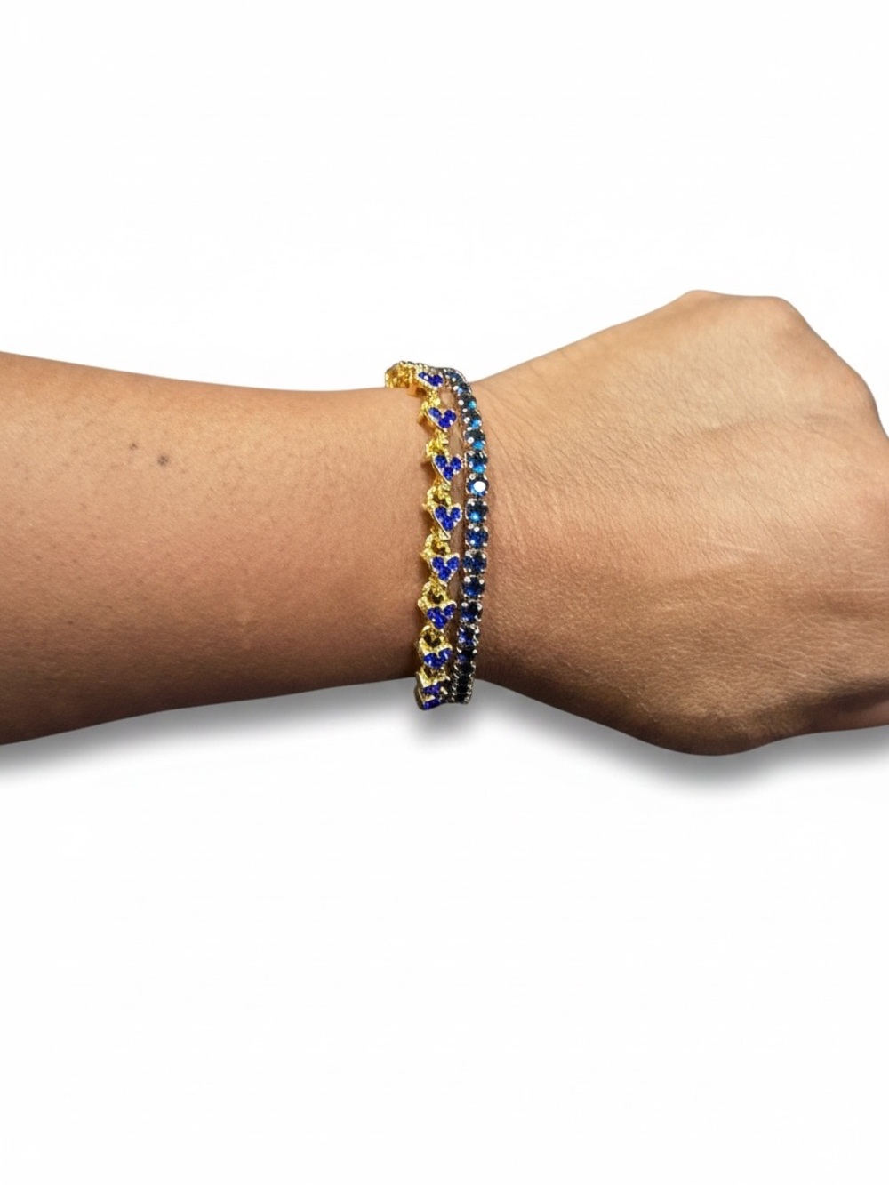 Gold and Blue Crystal Bracelet Set
